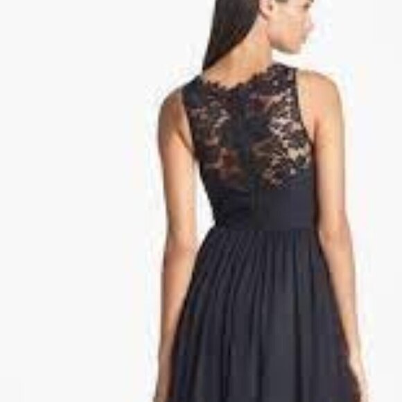 Aidan Mattox Embellished Lace Beaded & Silk Chiffon Gown Back Zip Floor Length 2 - Picture 3 of 12